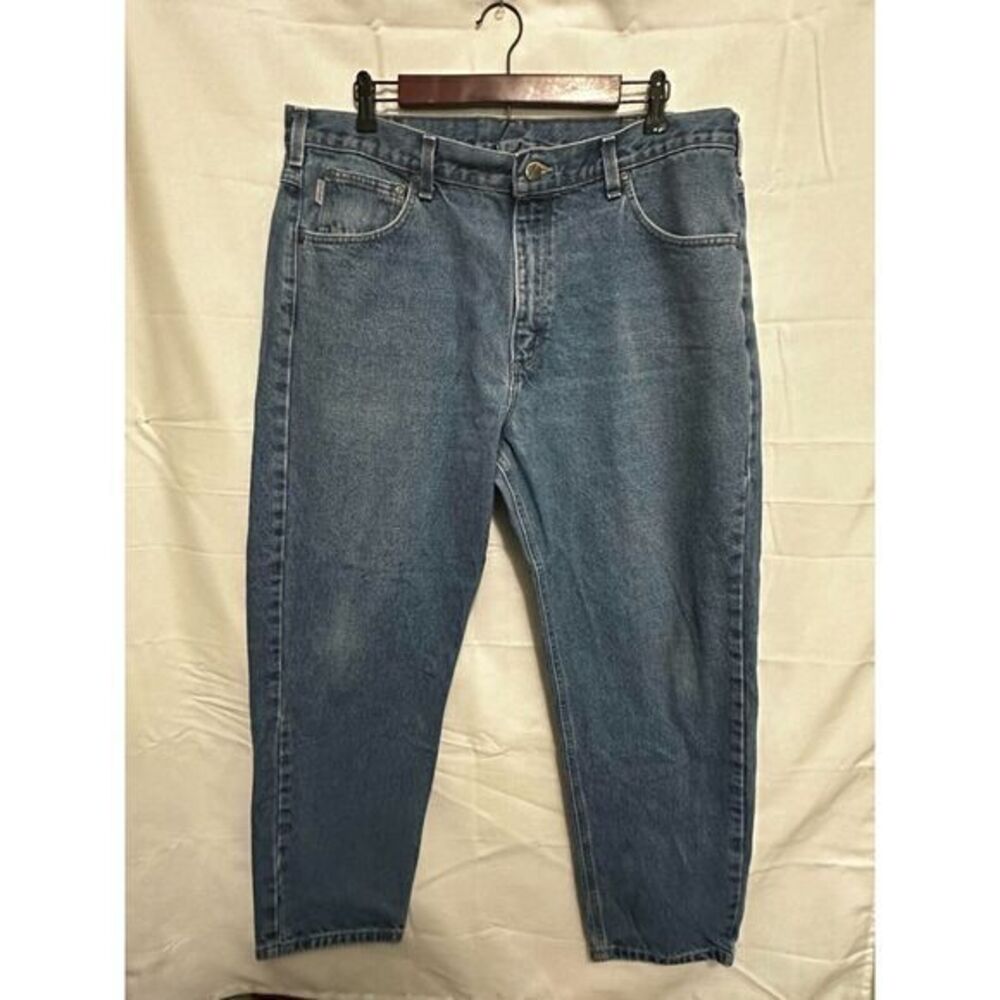 Vintage Carhartt Jeans Mens 36x32 Blue Straight Denim Work Light Wash (36x31)